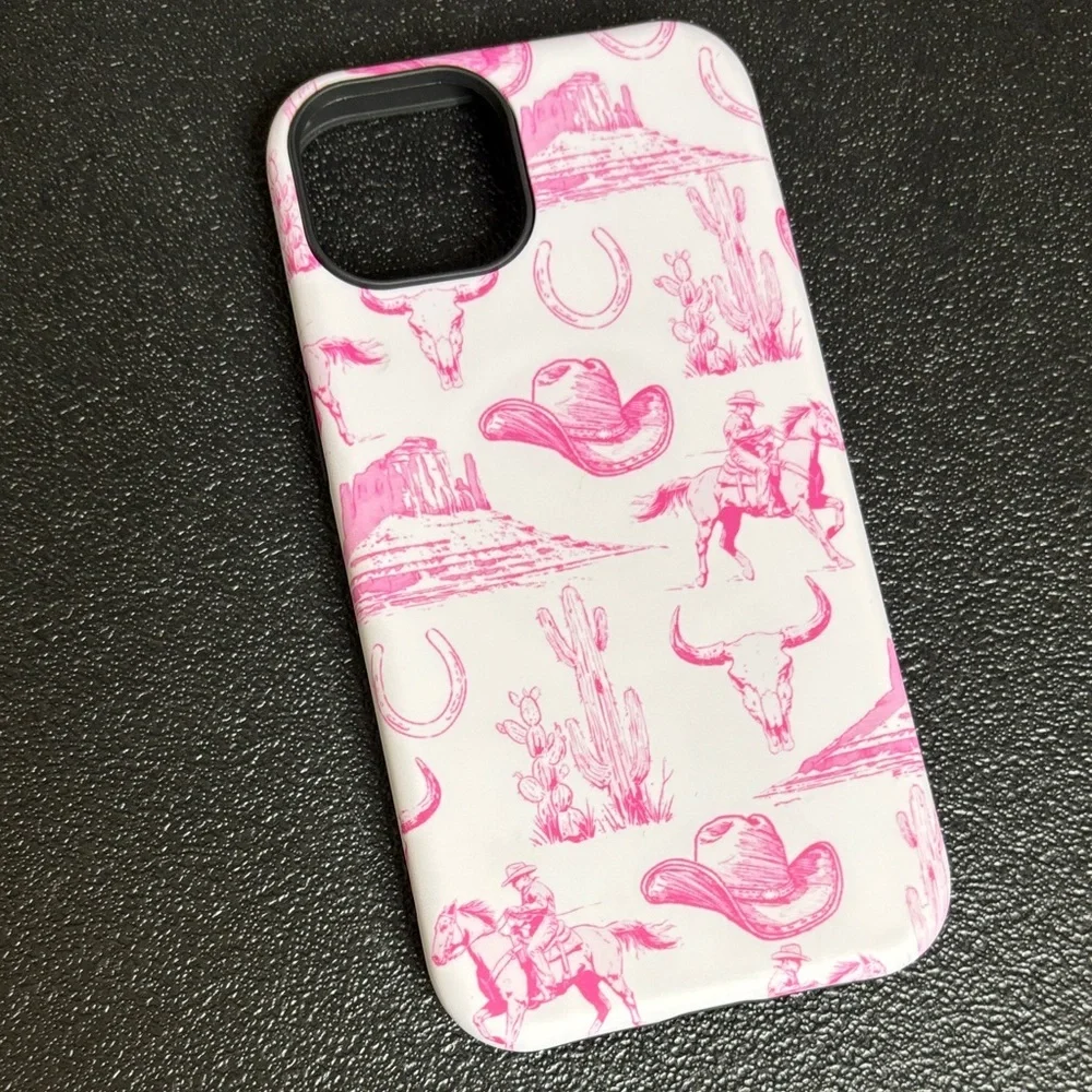 Pink Western-Themed Vintage Cowboy Cowgirl Phone Case IPhone 13 Protector